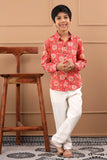 Boys Floral Printed Red Shirt