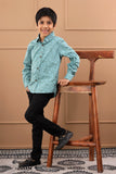 Boys Hand Block Cotton Blue Sustainable Shirt