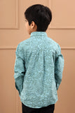 Boys Hand Block Cotton Blue Sustainable Shirt