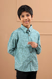 Boys Hand Block Cotton Blue Sustainable Shirt