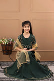 Girls Pure Cotton Hand Block Green Lehenga Set