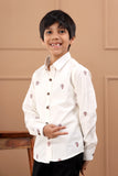 Boys Hand Block Cotton White Sustainable Shirt