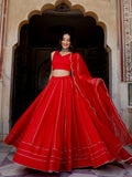 Ruby Red Embellished Lehenga Set