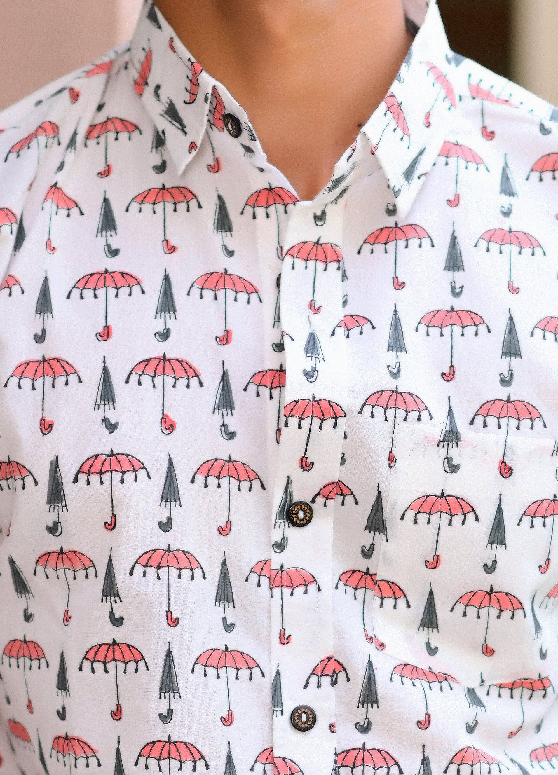Pure Handblock Umbrella Print Shirt