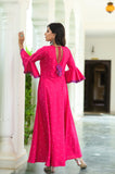 Peppy Pink Embroidered Rayon Dress  Hatheli