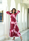 Splash Of Pink Hues Maxi Cotton Dress  Hatheli