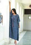 Printed Kaftan Dress Embellished With Adda Work
