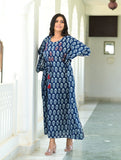 Printed Kaftan Dress Embellished With Adda Work