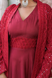 Sangira Red Dress With Embroidered Jacket