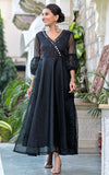 Raven Black  Mirror Embroidery Organza Dress