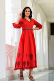 Scarlet Embroidered Cotton Dress