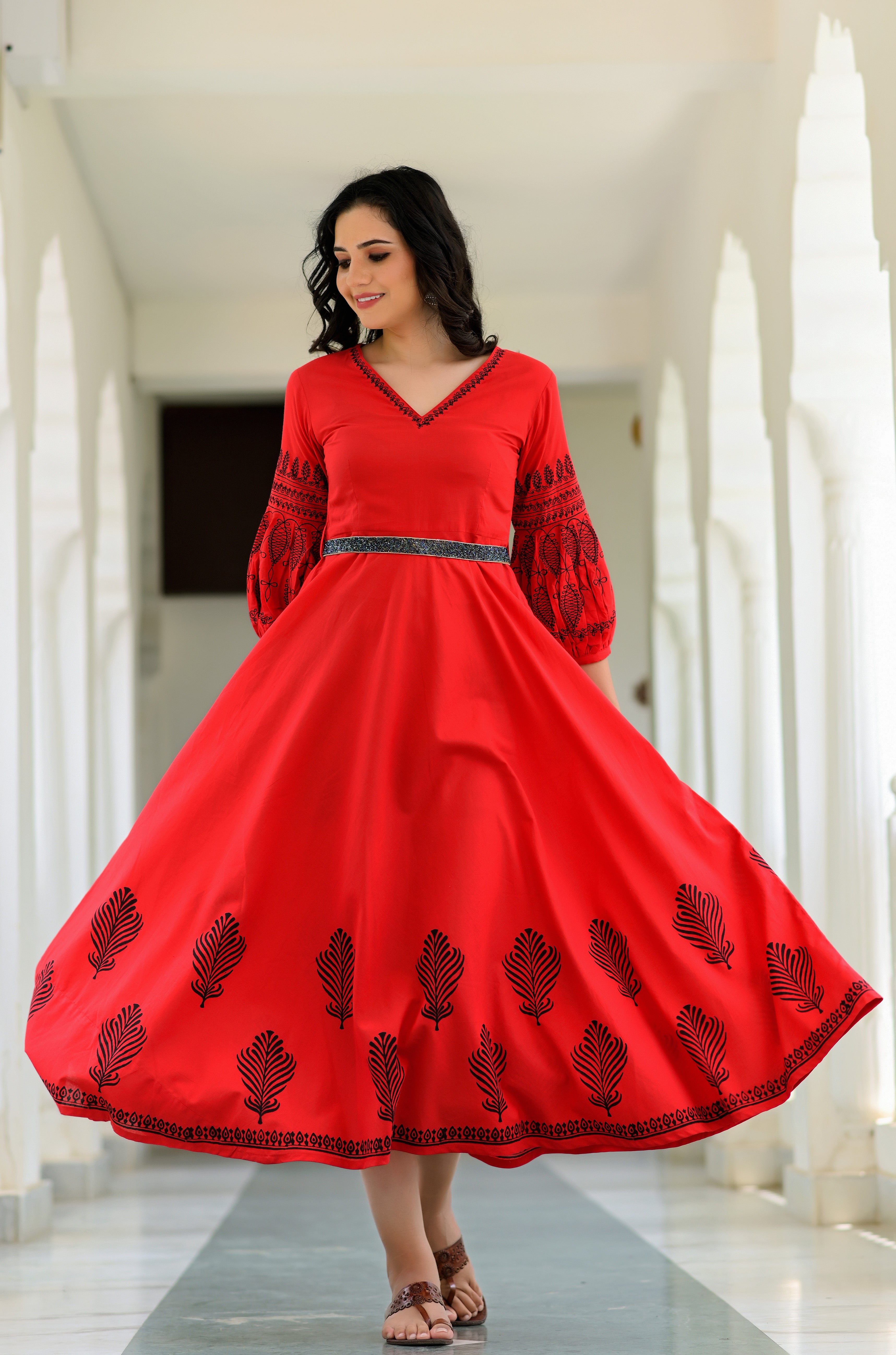 Scarlet Embroidered Cotton Dress