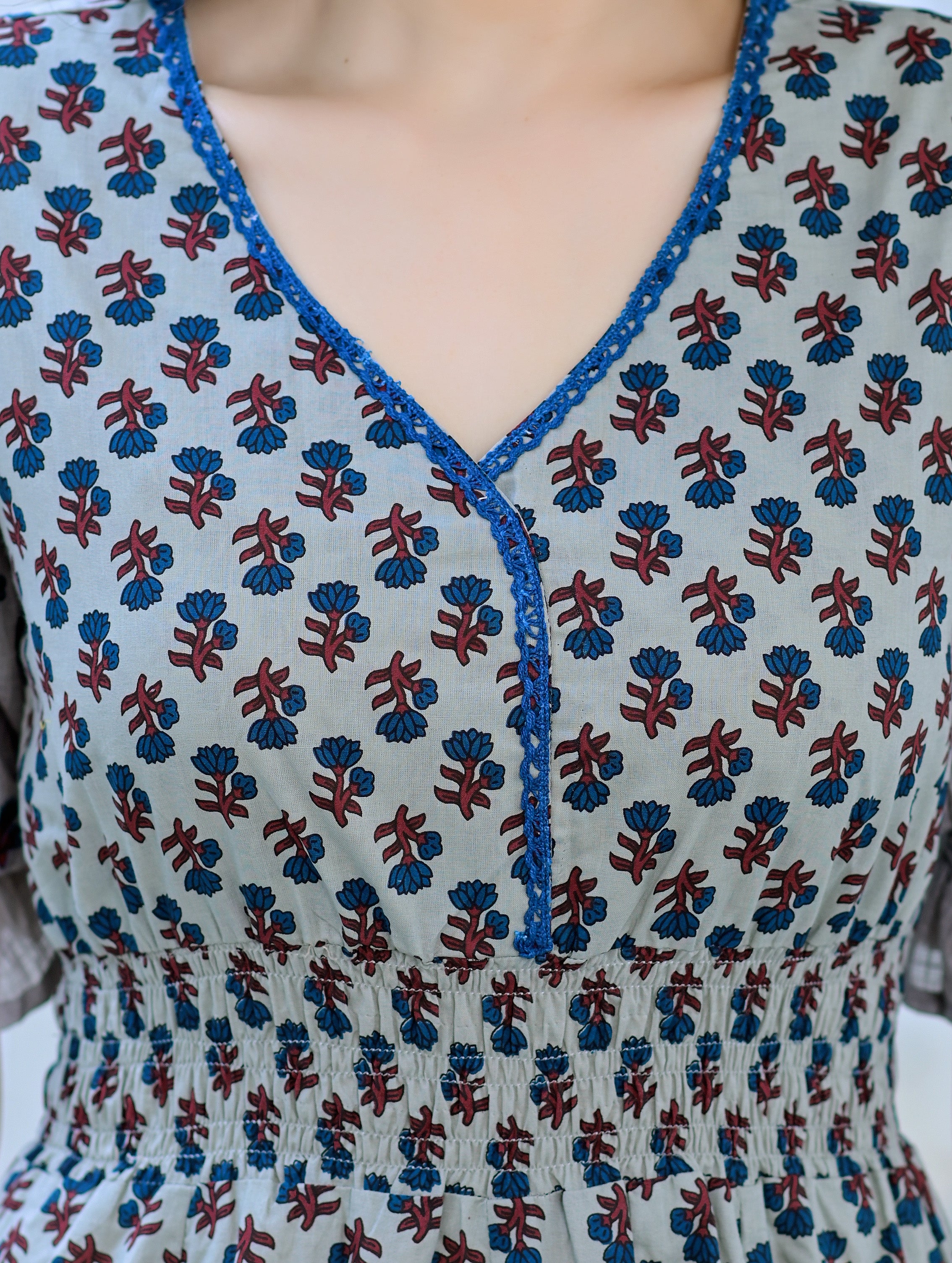 Blue Dola Silk with Patola Designer Foil Print Work Gown - PrazuFashion -  4100988