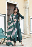 Metisse Green Embroidery Kalidar Anarkali Set