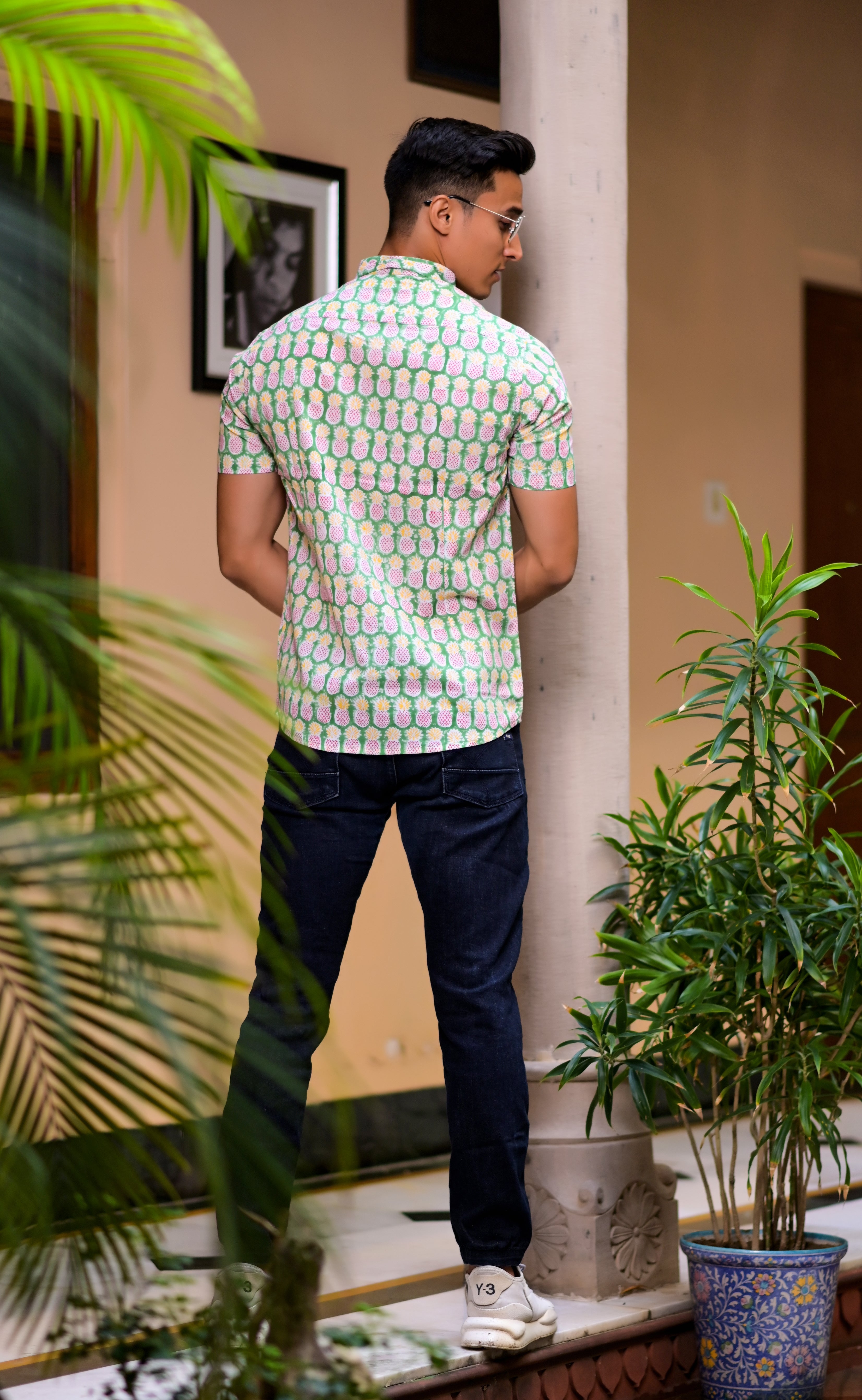 Pure Hand Block Pineapple Print Shirt