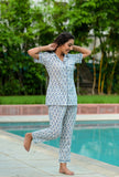 Penguin Print Hand Block Cotton Night Suit
