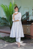 Pearl White Anarkali Kurta Palazzo Dupatta Set