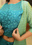 Rayon Embroidered Top and palazzo with Chanderi Jacket - Hatheli