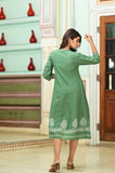 Khadi Print Flared Knee length Cotton Dress - Hatheli