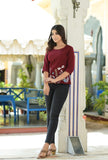 Floral Embroidered Cotton Top detailed with hand work  Hatheli