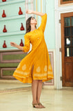 Khadi Print Flared Knee length Cotton Dress  Hatheli