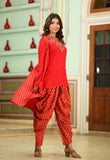 Embroidered Solid Top with Gold printed Dhoti and Shrug - Hatheli