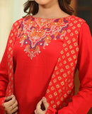 Embroidered Solid Top with Gold printed Dhoti and Shrug - Hatheli