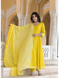 Aureolin Yellow Anarkali Suit Set