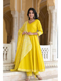 Aureolin Yellow Anarkali Suit Set