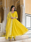 Aureolin Yellow Anarkali Suit Set