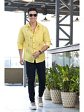 Yellow Linen Embroidery Shirt