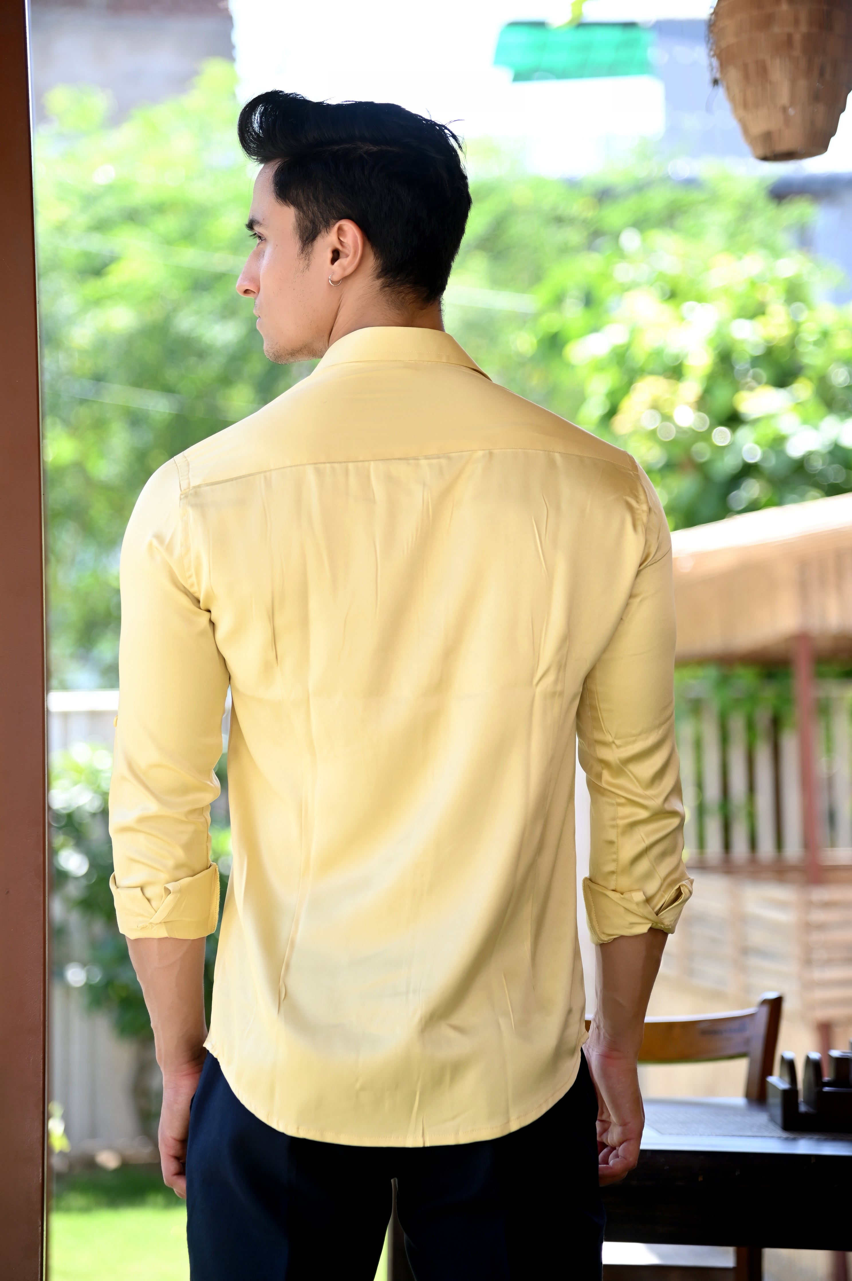 Yellow Satin Hand Paint Shirt