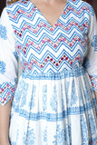 Hand Block Printed Cotton Embellished Dress