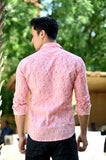 Floral Pink Hand Block Cotton Shirt