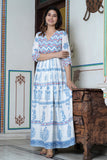 Hand Block Printed Cotton Embellished Dress