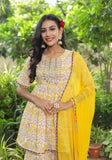 Yellow Printed Gota Work Sharara Set