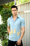 Blue Cotton Hand Paint Shirt