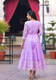 Printed Tiered Anarkali Embellished With Hand Work