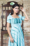 Azure Shibhori Cotton Flared Dress