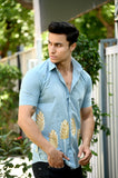 Blue Cotton Hand Paint Shirt