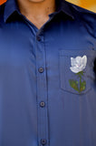 Royal Blue Satin Hand Paint Shirt