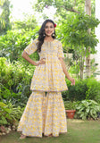 Yellow Printed Gota Work Sharara Set