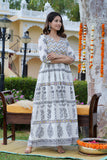 Hand Block Printed Cotton Embellished Dress