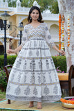 Hand Block Printed Cotton Embellished Dress