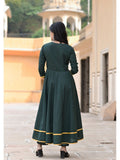 Cadmium Green Anarkali With Handpainted Dupatta