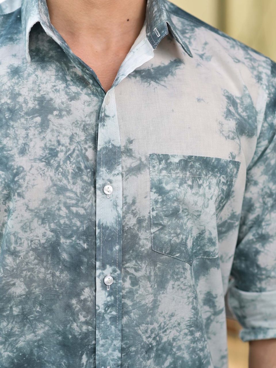 Grey Tie Dye Cotton Shirt