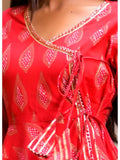 Ravishing Red Block Print Angrakha Suit Set