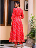 Ravishing Red Block Print Angrakha Suit Set