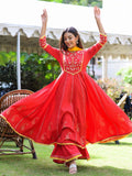 Ravishing Red Gota Patti Anarkali Suit Set